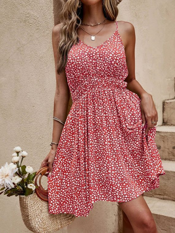 Floral V-Neck Mini Cami Dress - Image 4