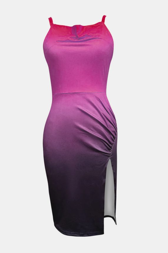 Slit Ruched Gradient Cami Dress - Image 6