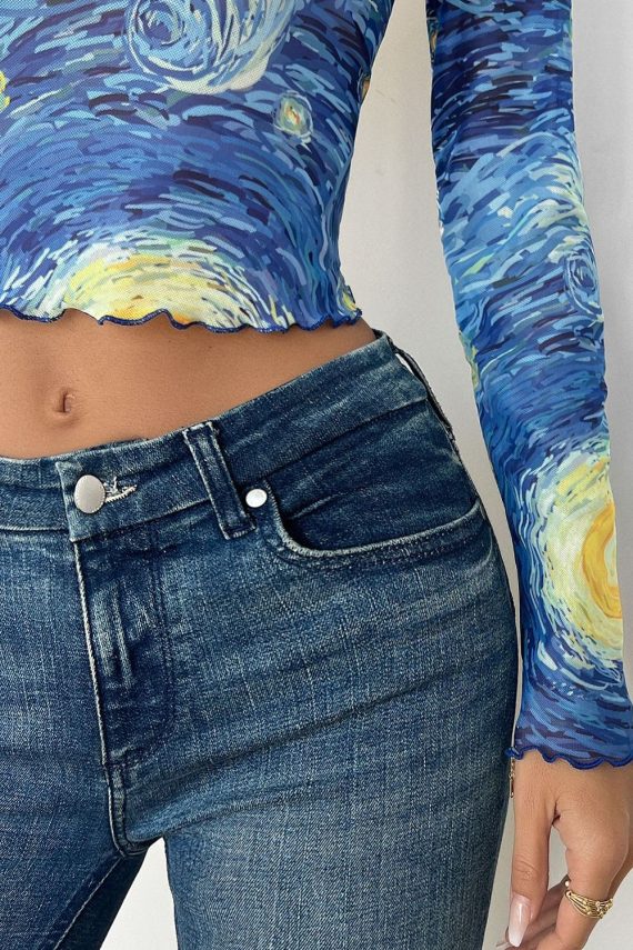 Starry Sky Cropped Mesh T-Shirt - Image 5