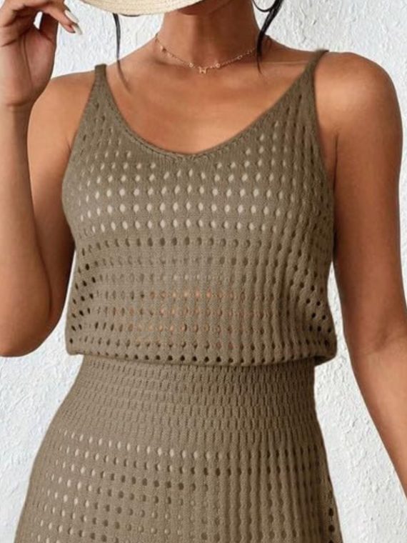 Openwork V-Neck Sleeveless Cover Up Dress - Image 12