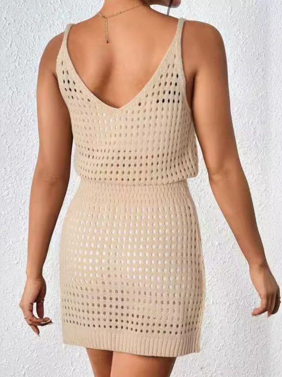 Openwork V-Neck Sleeveless Cover Up Dress - Image 2