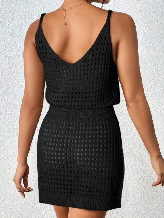 Openwork V-Neck Sleeveless Cover Up Dress - Image 9