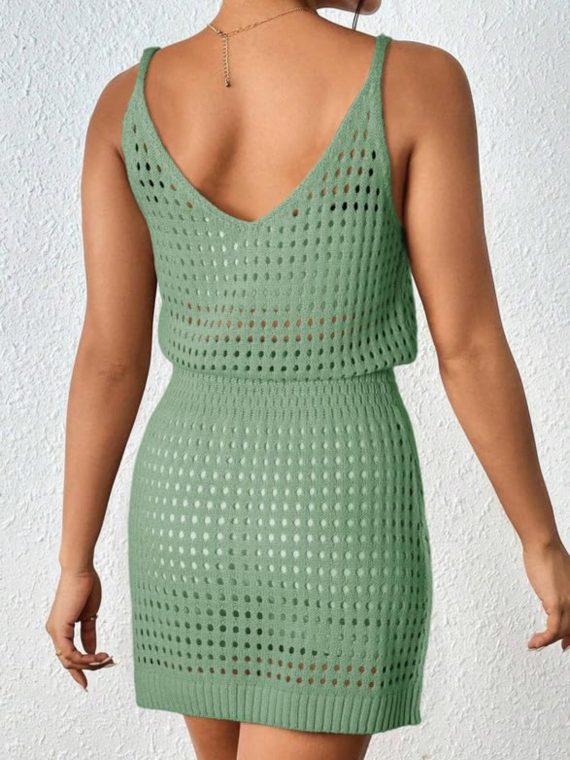 Openwork V-Neck Sleeveless Cover Up Dress - Image 19