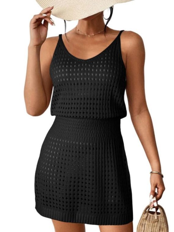 Openwork V-Neck Sleeveless Cover Up Dress - Image 8