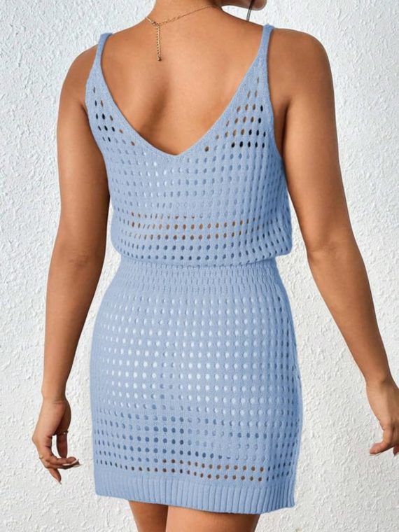 Openwork V-Neck Sleeveless Cover Up Dress - Image 17