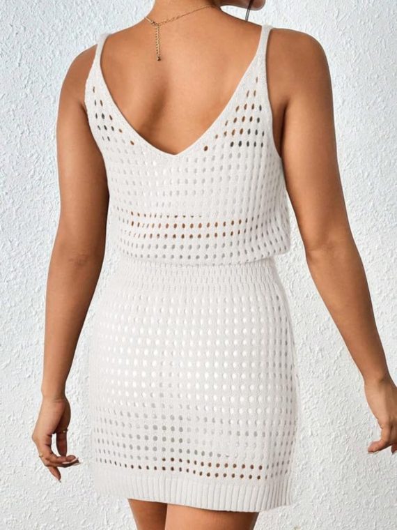 Openwork V-Neck Sleeveless Cover Up Dress - Image 4