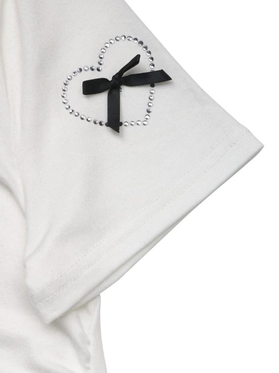 Heart Bow Round Neck Short Sleeve T-Shirt - Image 6